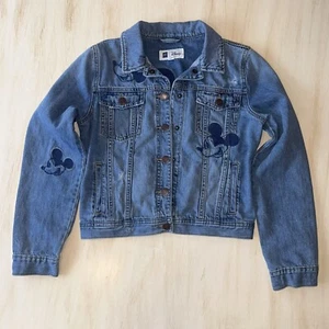 Gap Kids Denim Jean Jacket Girls Size XXL Blue Disney Embroidered Mickey Mouse - Picture 1 of 13