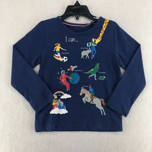 Mini Boden I can Graphic T-shirt Girls' 3-4Y Navy Motivational Long Sleeve Shirt - Picture 1 of 8