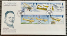 Aurigny 1.9.1995 Tommy Rose Aviator FDC WW1 pilote de chasse DFC, avions