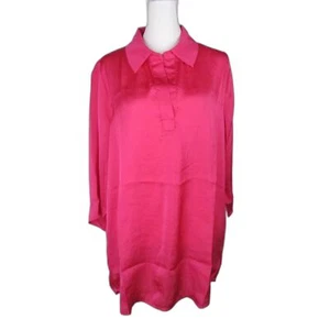 Attitudes by Renee Tunic 8 Lipstick Pink Collar 3\4 Sleeves Polyester B16M - Picture 1 of 10