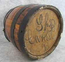Antique 19thC Signed White Lead Paint Oak Staved Barrel Bucket ~ Carlisle Pa