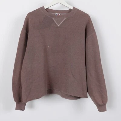 Vintage 90s Russell Sweatshirt Boxy XL Cropped Chocolate Earthtone Made in USA - Image 1 of 4