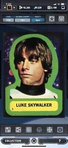 Topps Star Wars Digital Card Trader Luke Skywalker 1977 Series 1 Sticker Award - Picture 1 of 1