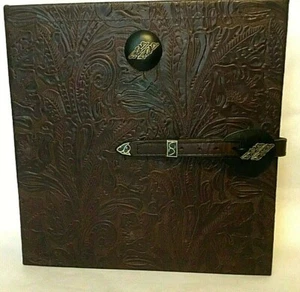 JUEGO DE HEBILLA DE BRIDA NEGRA DE CUERO FLORAL OCCIDENTAL DE 2"" 3 ANILLOS DE CHOCOLATE NEGRO - Imagen 1 de 4
