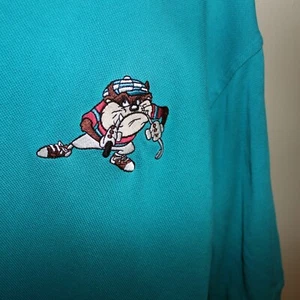 Polo de golf Tasmanian Devil 1994 vintage verde azulado Acme Clothing Taz Looney Tunes - Imagen 1 de 5