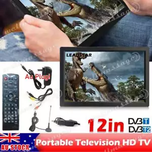 12"Digital Television Car Portable HD TV 1080P TFT LED DVB-T2 12V Player MP4 MP3 - Picture 1 of 12