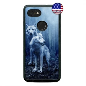 Funda protectora de goma de madera para Google Pixel 3 3XL 2XL lobos blancos - Imagen 1 de 6