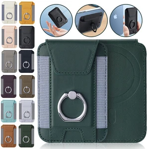 Universal Magnetic Card Holder Ring Kickstand Pouch For iPhone 16 15 14 13 12 - Picture 1 of 35