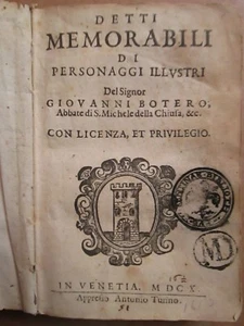 BOTERO : MEMORABILI DI PERSONNAGGI ILLUSTRI, 1610. - Picture 1 of 12