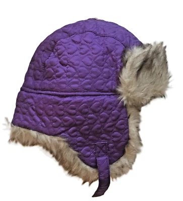 Faded Glory Girls Quilted Trapper Faux Fur Hat PURPLE, One Size Fits Most - Изображение 1 из 2