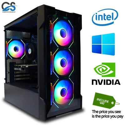 Fast Gaming PC Core i5 16GB RAM 1TB+ 128GB SSD NVIDIA GT 1030 Windows 10 Wi-Fi - Image 1 of 4