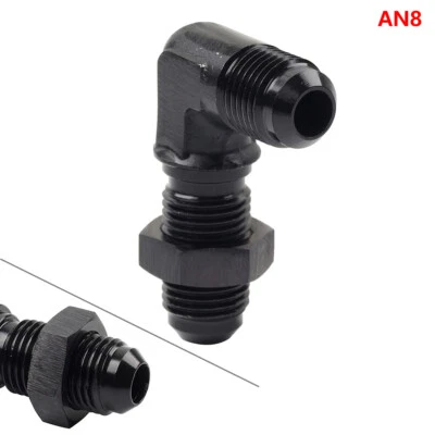 8AN Male to Male Flare 90 Degree Union Bulkhead Adapter Fitting with AN8 Nut - Image 1 of 4