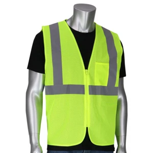 PIP Class 2, Type R Reflective Mesh Safety Vest with Zipper, Yellow/Lime - Picture 1 of 3