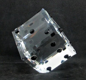 Cut Crystal Large Dice/Die w/ Cut, Applied Black Markers - Picture 1 of 6
