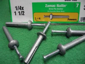 124 SET MARTELLO PERNO GUIDA MURATURA CALCESTRUZZO 1/4 x 1-1/2" ANCORA CHIODATA PARETE SOLIDA - Foto 1 di 1