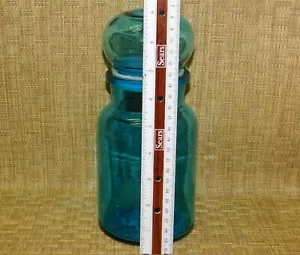 Vintage MCM Blue Glass Apothecary Jar With Bubble Lid Belgium 7" - Picture 1 of 14