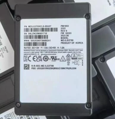 Samsung PM1653 3.84TB SSD 2.5" SAS 24Gbps MZ-ILG3T80 MZILG3T8HCLS-00A07 - Image 1 of 2
