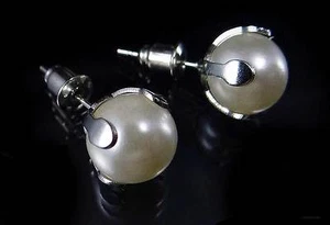 Pendientes de acero inoxidable perlas nobles 1 par de pendientes - Imagen 1 de 3