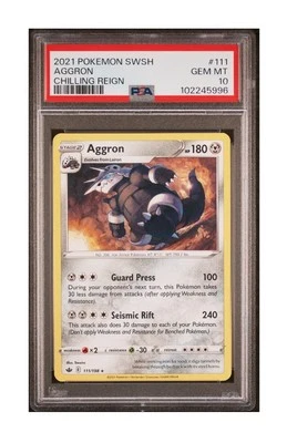 PSA 10 Gem 💎 Mint 2021 POKEMON SWORD & SHIELD CHILLING REIGN #111 AGGRON - Image 1 of 3