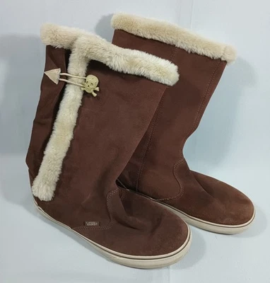 Botas Deportivas Vans Dasan Para Mujer 8.5 Marrón Gamuza Forradas Piel Alto Calavera Botón Foto 1 de 4
