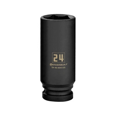 Powerbuilt 1/2 Inch Drive x 24 MM 6 Point Deep Impact Socket - 647191 - Image 1 of 4
