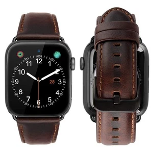 Compatible with Apple Watch Band 42mm 44mm 45mm 49mm Genuine Leather Strap Re... - Picture 1 of 8