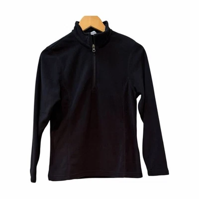 Land's End Black Unisex Quarter-Zip Pullover Fleece Preppy Winter Size 16 - Image 1 of 4