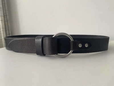 De Colección Ralph Lauren Plata O Anillo Lazo Cinturón Marrón Cuero Genuino Talla M Y2K Foto 1 de 4