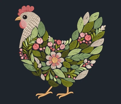 Chicken Sweatshirt YOUTH Embroidered Floral Hen Unisex Crewneck Sweatshirt Farm - Image 1 of 4