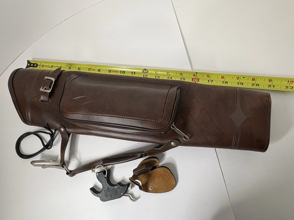 Neet Brown Leather Archery Quiver w/ Some Accessories 21" Long EUC - Image 1 of 4