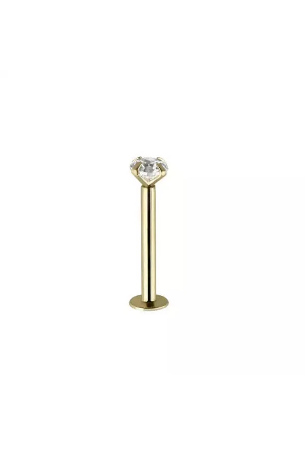 Diamante Natural 2.5mm Oro Sólido 14K 16G Push In Labio Labret Oreja A Presión Foto 1 de 2