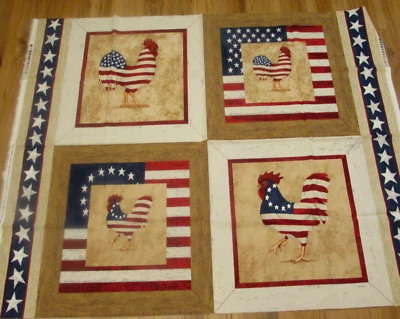 2001 Daisy Kingdom #4453 Yankee Doodle Doo painel travesseiro galo tecido de algodão  - Imagem 1 de 4