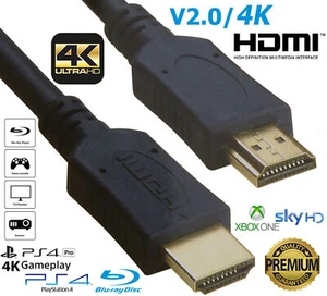 HDMI CABLE 0.5m/1m/1.5m/2m/3m/5m/10m/15m PREMIUM V2.0 HIGH SPEED 4K 3D HDMI LEAD - Picture 1 of 11