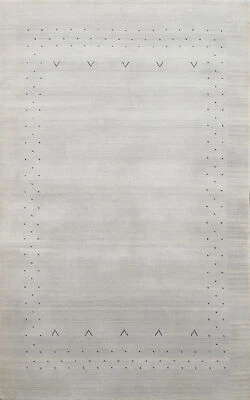 BLACK FRIDAY DEAL Bordered Modern Gabbeh Oriental Area Rug Hand-knotted Wool 5x6 - Image 1 of 4