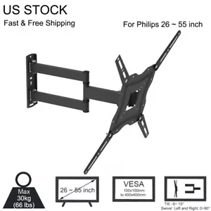 Soporte de pared inclinable giratorio para TV de movimiento completo para Philips 32 42 43 48,5 50 55 pulgadas - Imagen 1 de 7