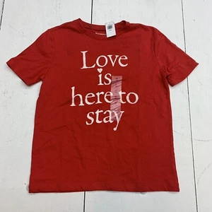 Old Navy Boys Red “Love is Here to stay” Short Sleeve Size Medium - Picture 1 of 6