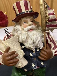 Christmas Santa American Patriotic Flag Eagle Uncle Sam Wood Carved USA Election - Picture 1 of 8