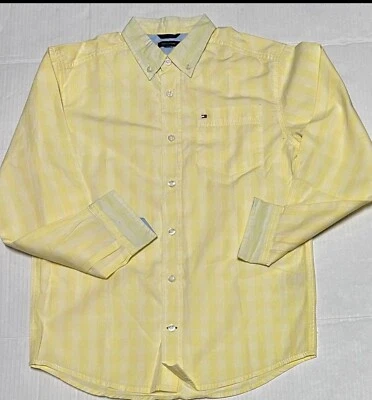 TOMMY HILFIGER BOYS LONG SLEEVE SHIRT PL BANANA COLOR SIZE M (12/14) - Image 1 of 4