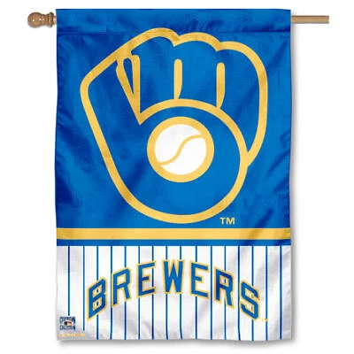 MLB Milwaukee Brewers Pinstripes Glove House Flag and Banner Cover