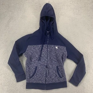Express Hoodie Womens Large Blue Full Zip Sweatshirt Pocket Drawstring Preppy - Picture 1 of 15