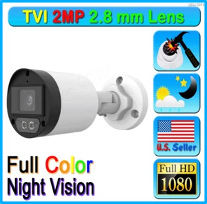 TVI HD 2MP 1080P 2.8mm Lens TVI CCTV Full Color Night Bullet Camera White BNC - Picture 1 of 2