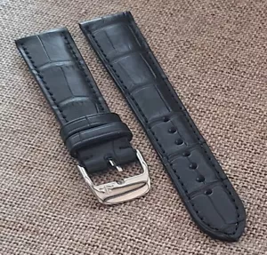 JAEGER LE COULTRE REVERSO WATCH STRAP GENUINE BLACK CROCODILE 19/16 - Foto 1 di 6