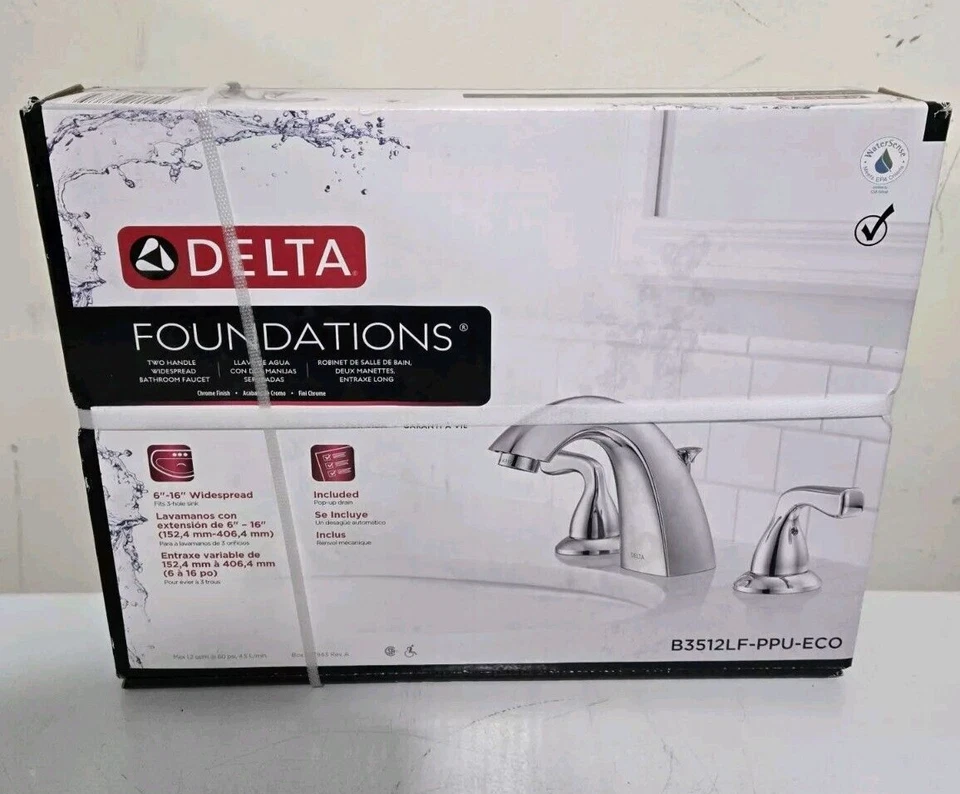 Delta Foundations B3512lf-ppu-eco 2-handle Widespread Lavatory Faucet Chrome H1