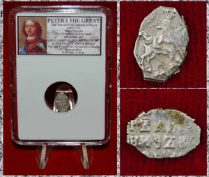 RUSSLAND Zar und Kaiser PETER DER GROSSE 1682-1725 Reiter Silbermünze Kopeika - Bild 1 von 4