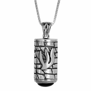 Amuleto de Cabalá Talismán Mezuzá con Oración “Si te olvido, Jerusalén” Plata - Imagen 1 de 4