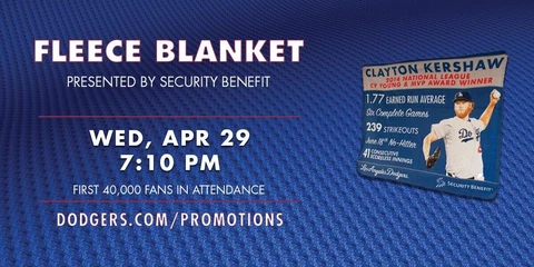 Clayton Kershaw *2014 NL & Cy Young Award Winner* LA Dodgers Blanket 2015 SGA Cover
