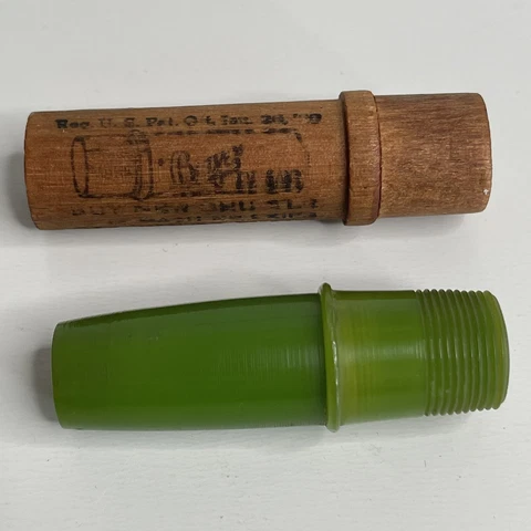 Antique Boye Sewing Machine Needles Wooden Tube Container Green Lot Thimble Box Cover