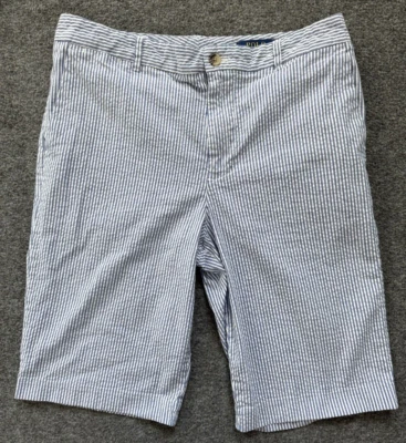 POLO RALPH LAUREN Blue & White Seersucker Bermuda Shorts - Boy Sz 20 / 30-31W - Image 1 of 4