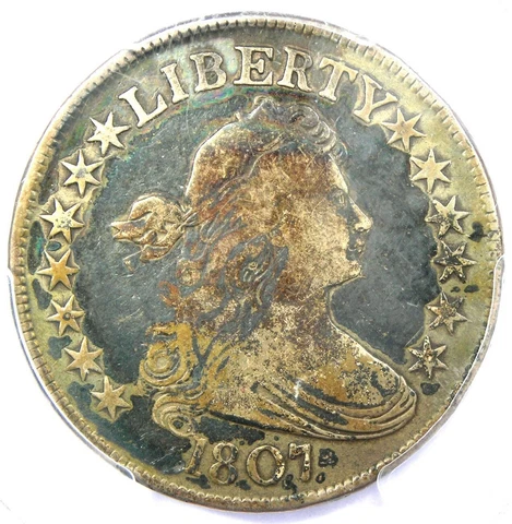 1807 Draped Bust Half Dollar 50C Coin - Certified PCGS VG Details - Rare! Cover
