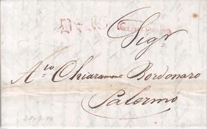 VORPHILATELIE SIZILIEN 1840 BRIEF von GIRGENTI nach PALERMO M.S.A.G - Bild 1 von 3